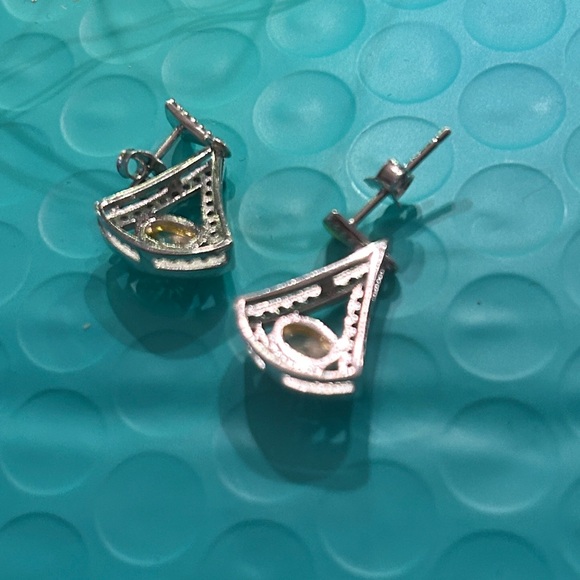 Moissanite Diamond 925 Sterling Silver dangle post Earrings - Picture 3 of 5